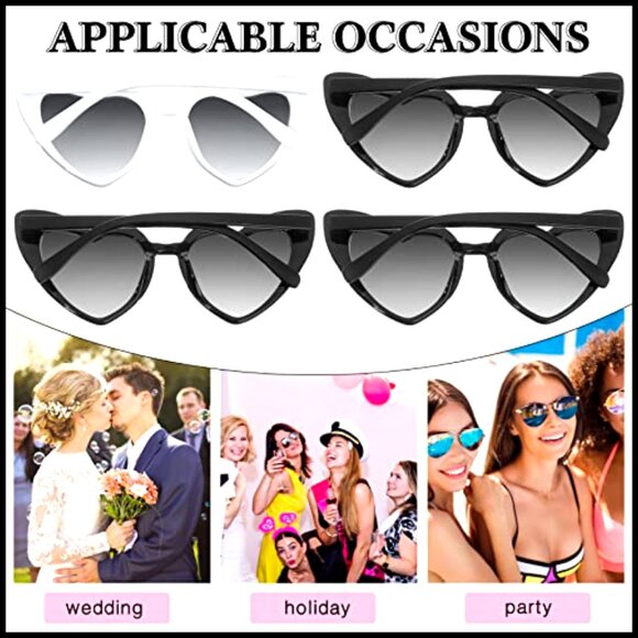 16 Pairs Heart Shaped Sunglasses Cat Eye Retro Party Glasses PC Frame